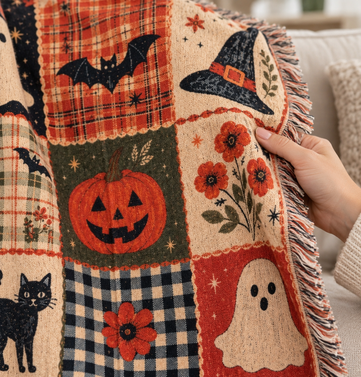 Vintage Halloween Woven Blanket
