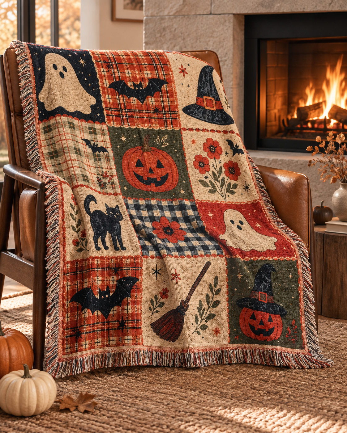 Vintage Halloween Woven Blanket