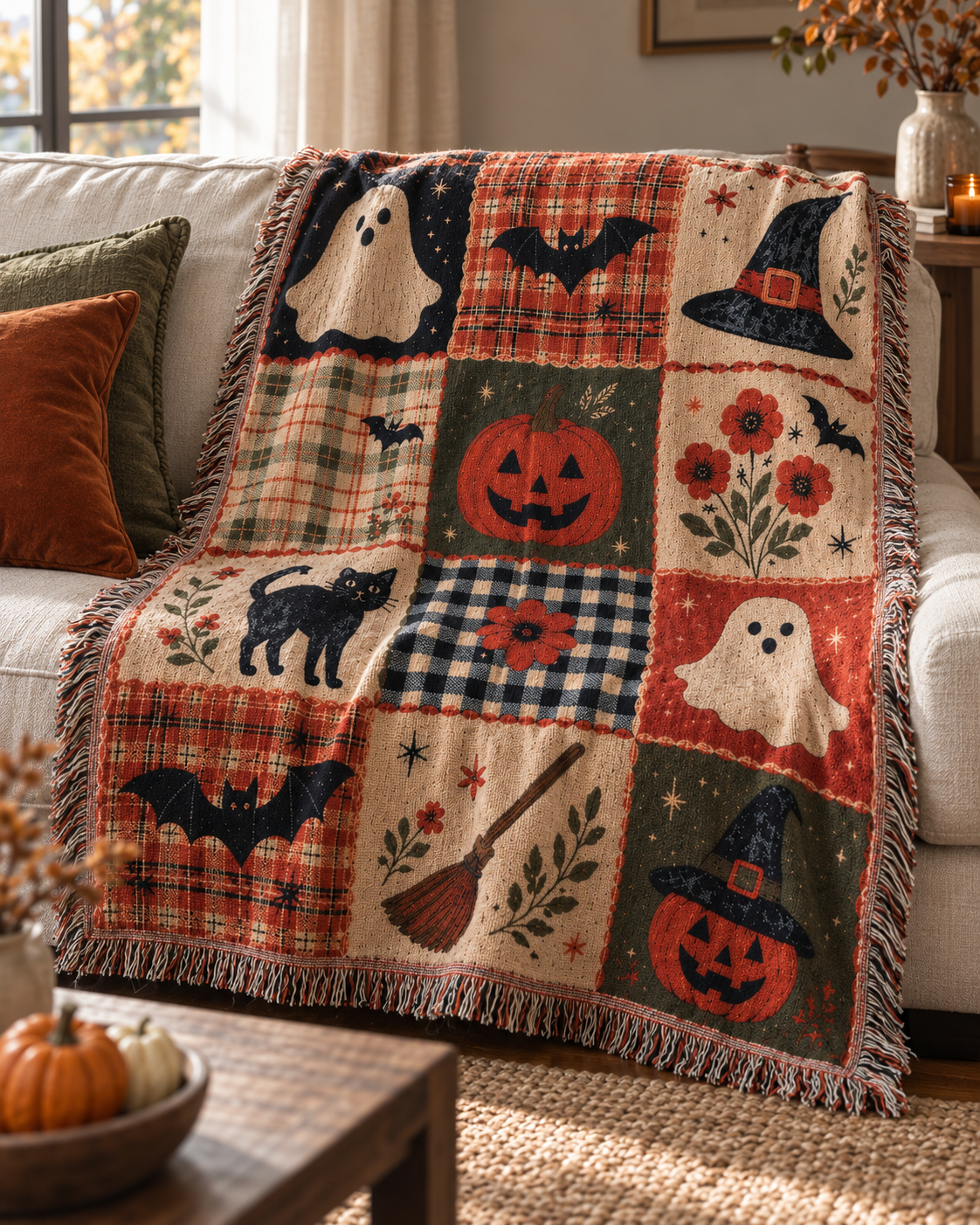 Vintage Halloween Woven Blanket