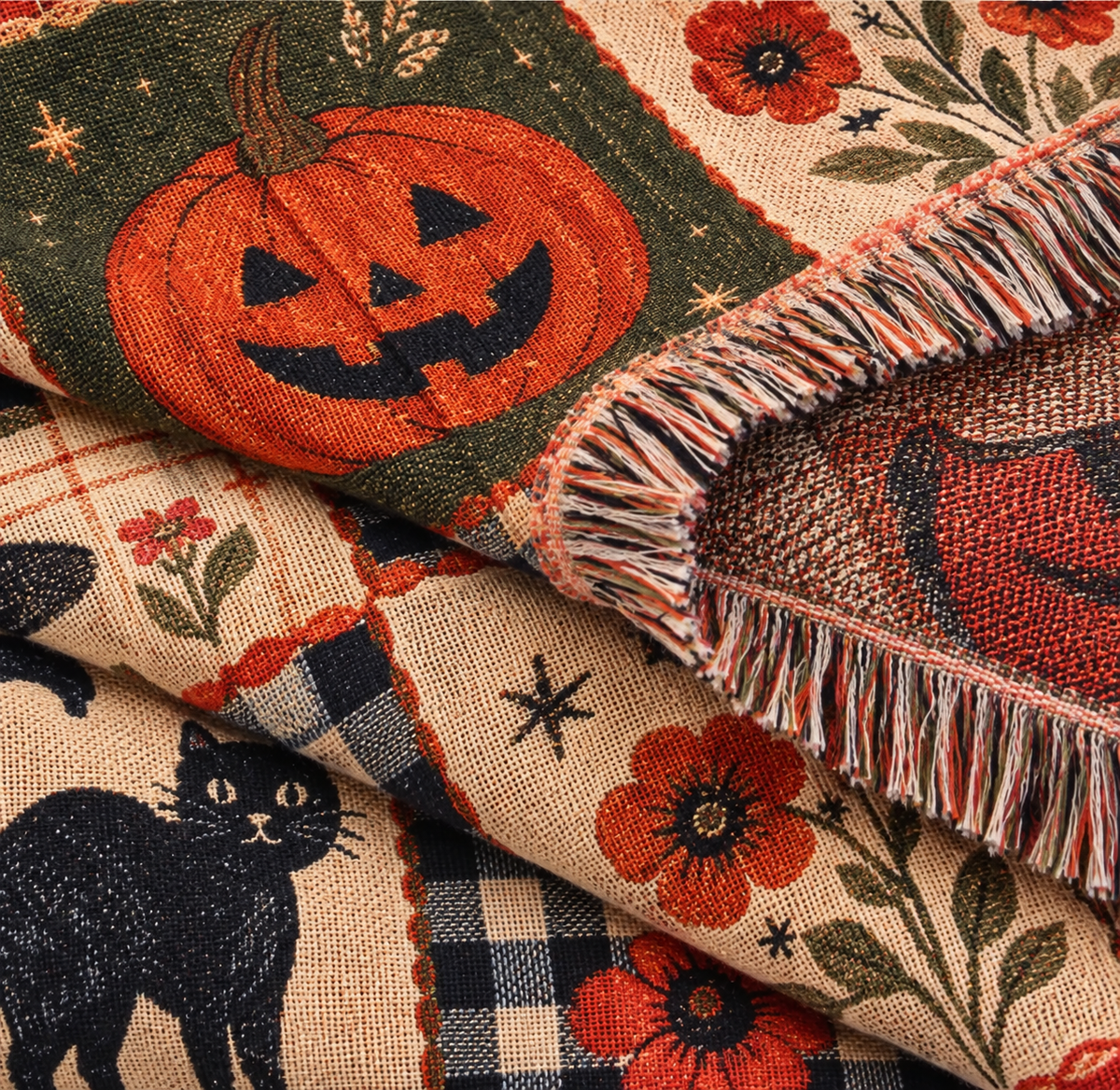 Vintage Halloween Woven Blanket